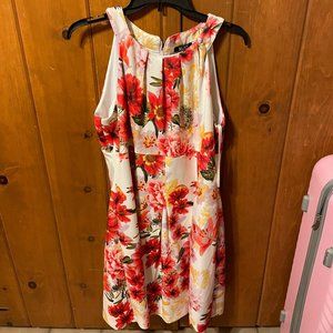 Size 16 SLNY Bright Floral Semi-Formal Dress WITH POCKETS!